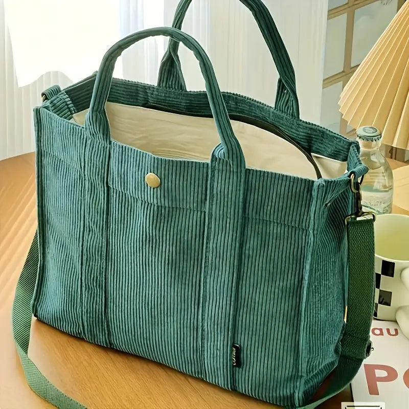 Marella - Vintage Inspirerad Corduroy Tote VĂ€ska