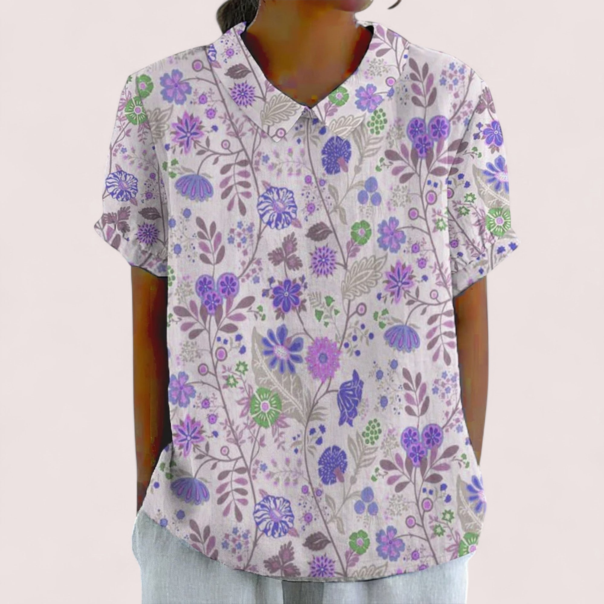 CIVILON Stockholm™ | Den Blommiga Tryckta Pastoral Skjortan