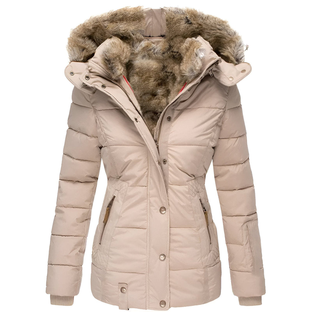 Annamarie I Pufferjacka med Huva och Slim Fit Design