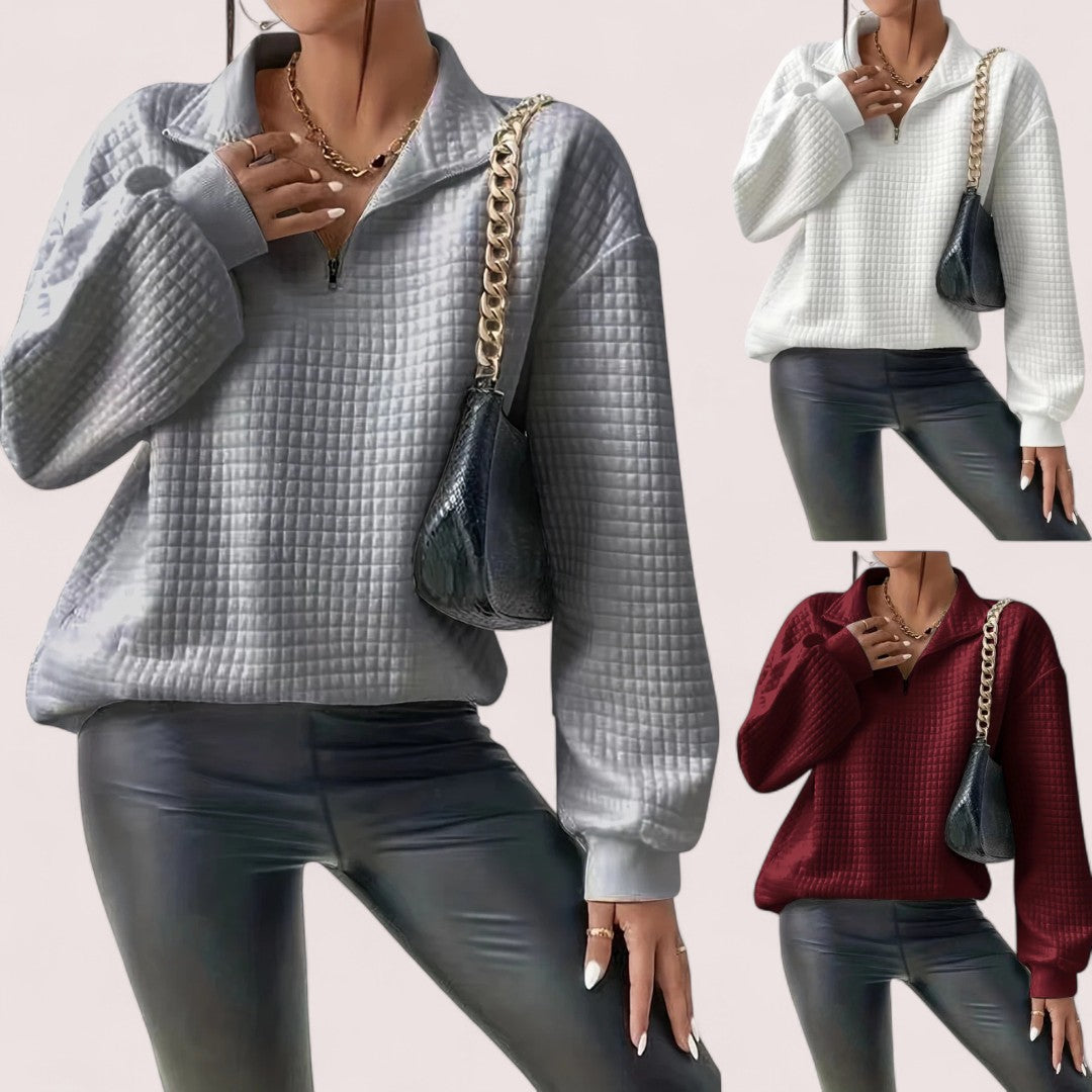 CIVILON Stockholm™ | Chic Vaffletröja med Dragkedja