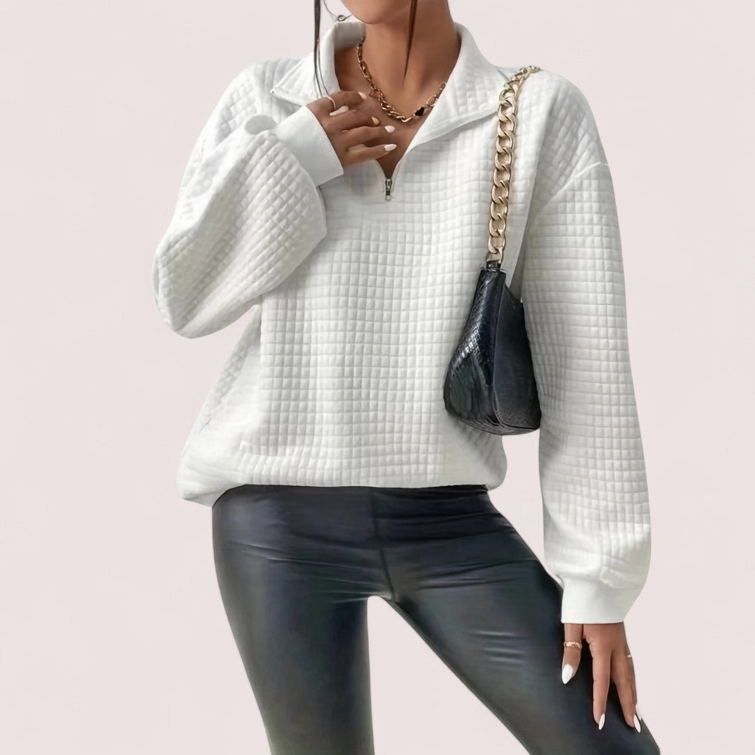 CIVILON Stockholm™ | Chic Vaffletröja med Dragkedja