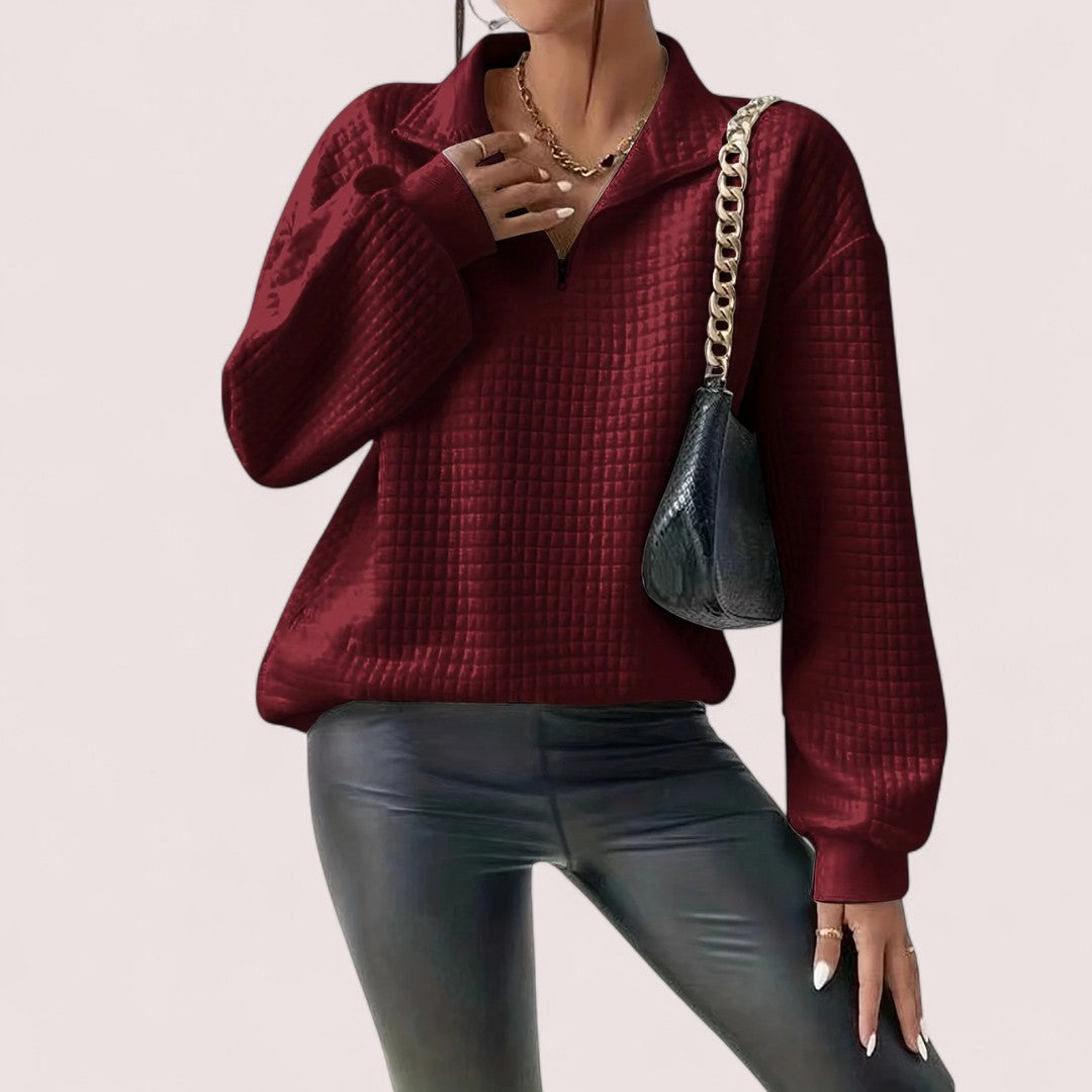 CIVILON Stockholm™ | Chic Vaffletröja med Dragkedja