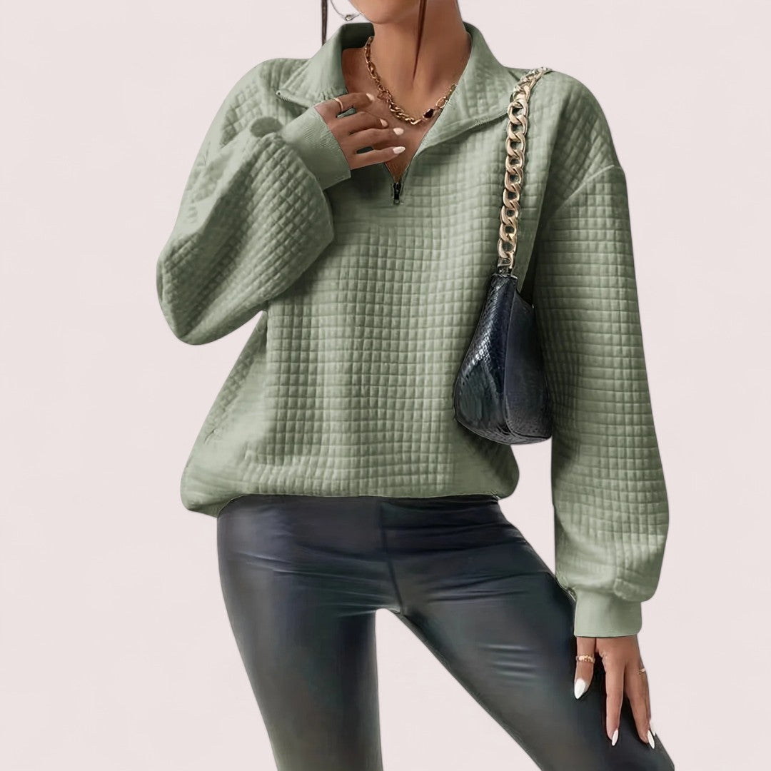 CIVILON Stockholm™ | Chic Vaffletröja med Dragkedja
