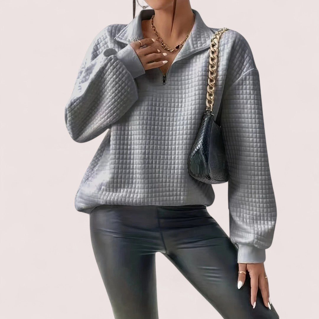 CIVILON Stockholm™ | Chic Vaffletröja med Dragkedja