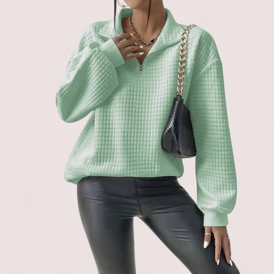 CIVILON Stockholm™ | Chic Vaffletröja med Dragkedja