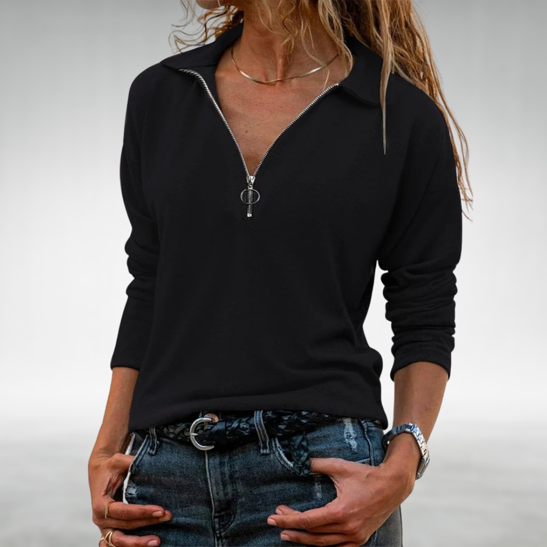 ELODIE | HALV-ZIP PULLOVER MED ELEGANT MAGTÄCKNING