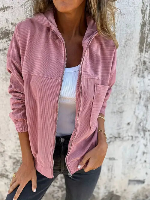 Caroline™ |  Cordjacka med dragkedja