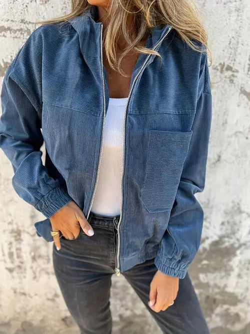 Caroline™ |  Cordjacka med dragkedja