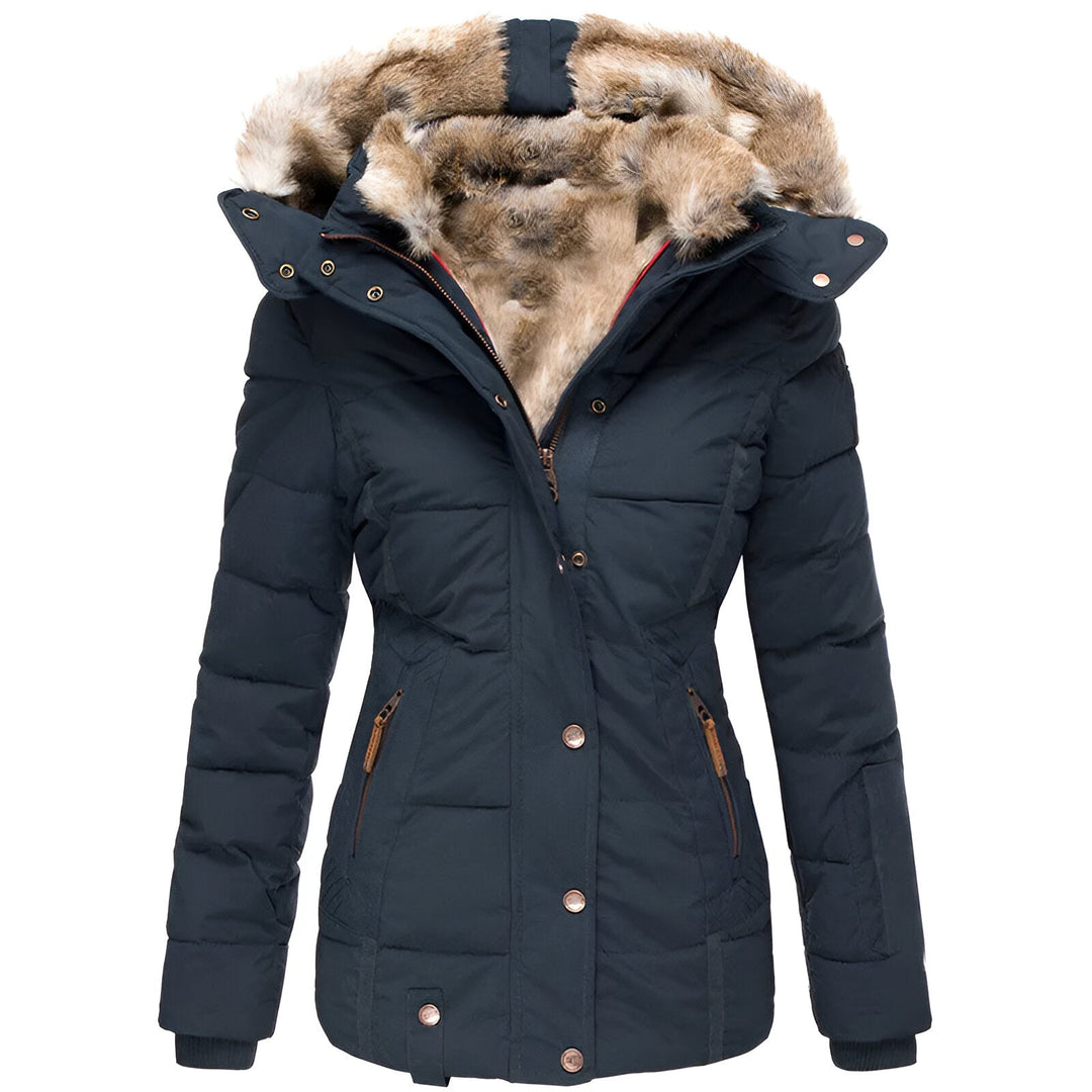 Annamarie I Pufferjacka med Huva och Slim Fit Design