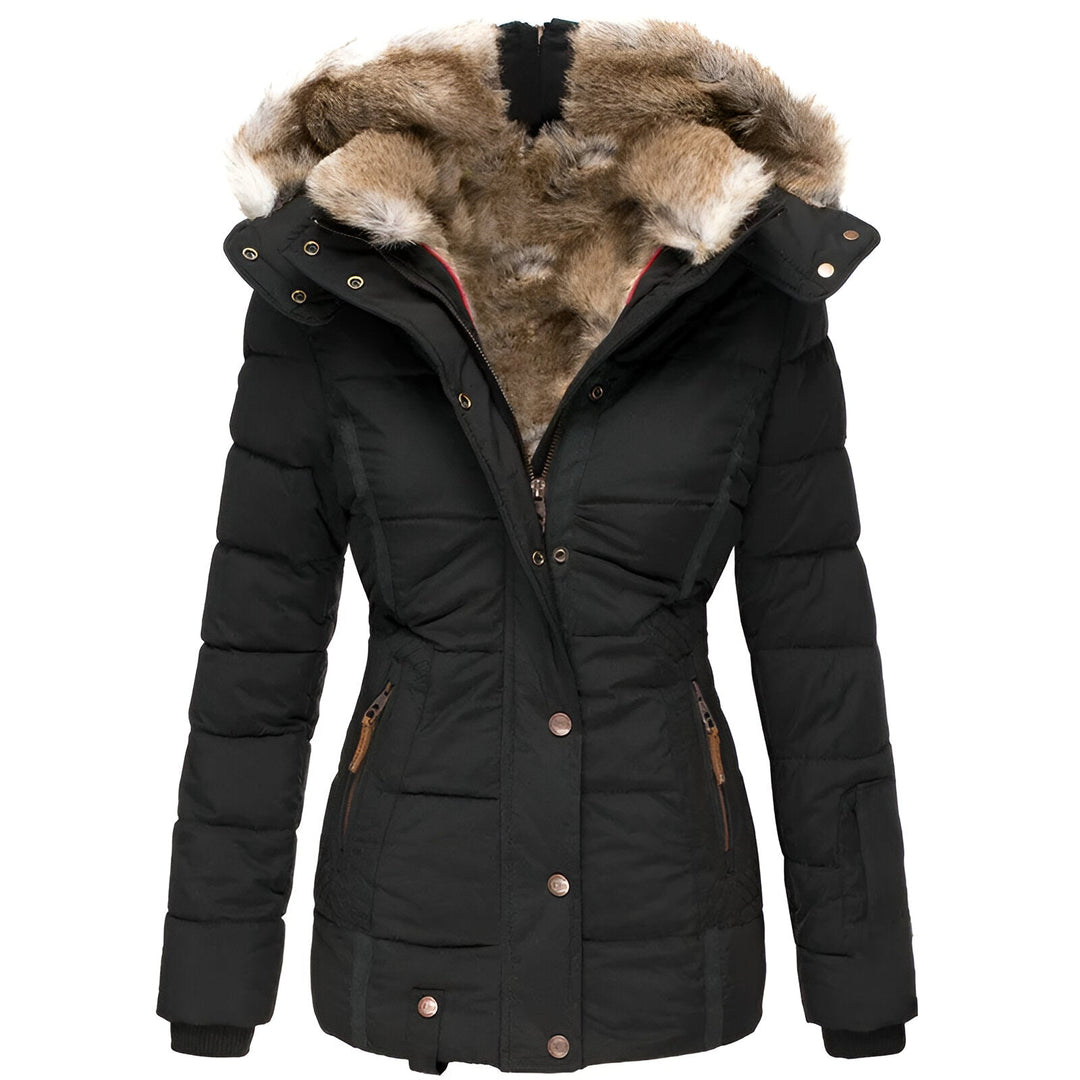 Annamarie I Pufferjacka med Huva och Slim Fit Design