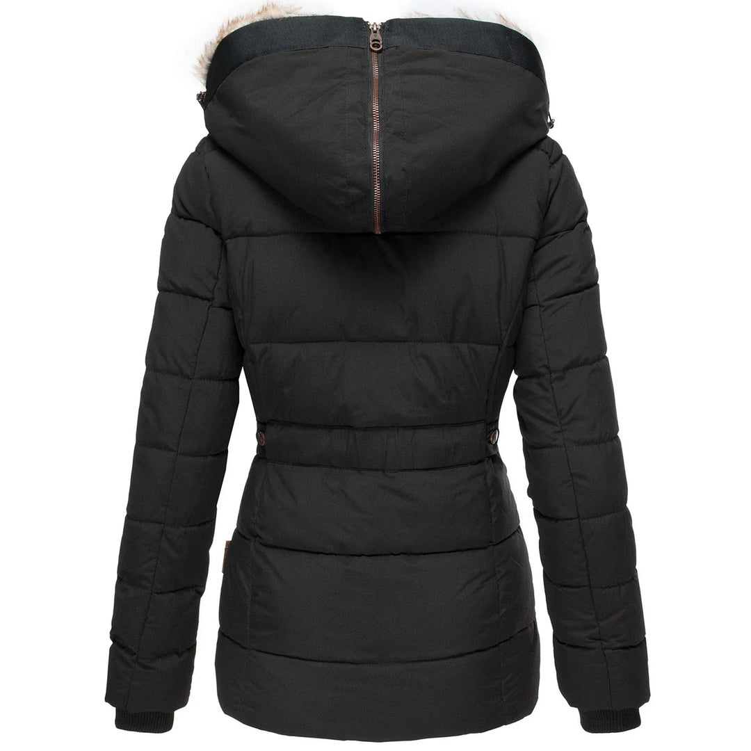 Annamarie I Pufferjacka med Huva och Slim Fit Design
