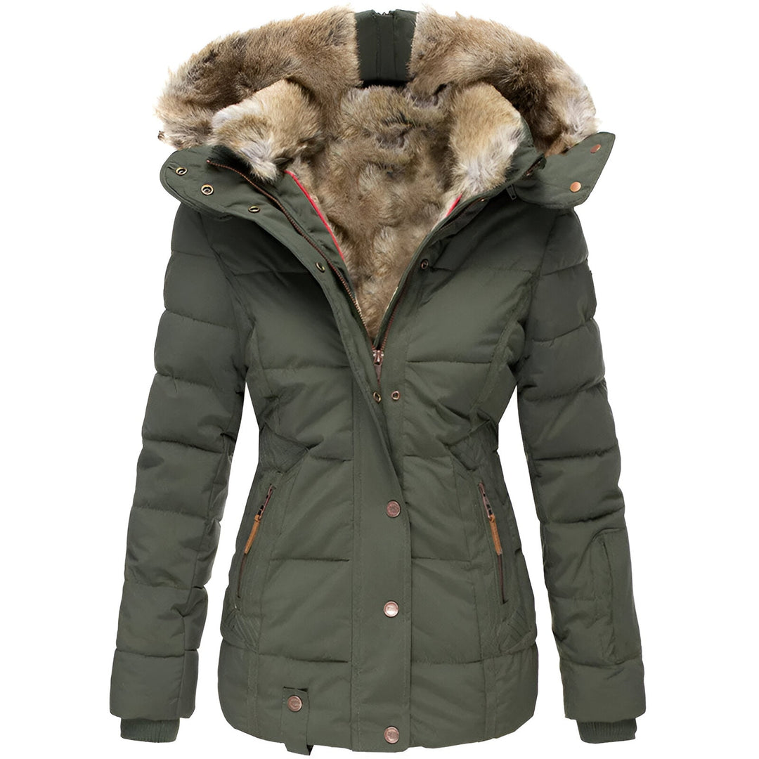 Annamarie I Pufferjacka med Huva och Slim Fit Design
