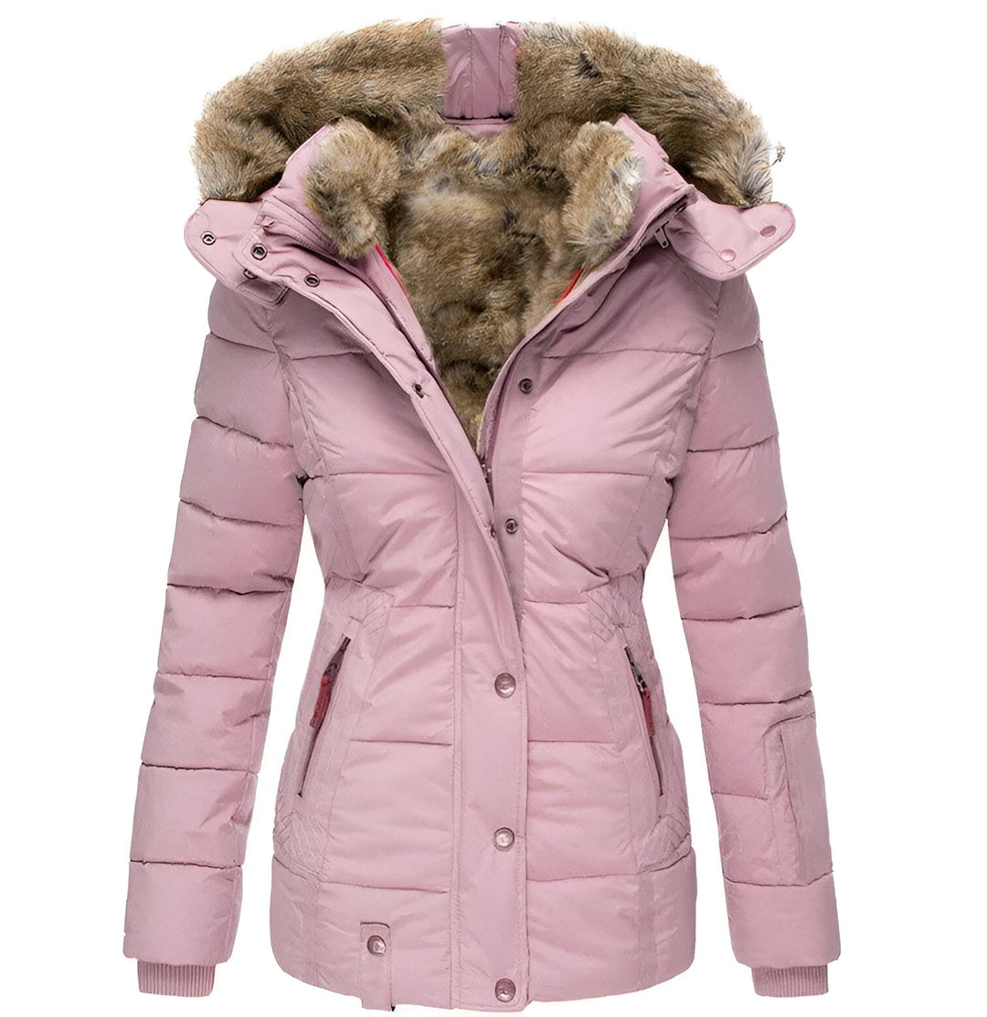 Annamarie I Pufferjacka med Huva och Slim Fit Design